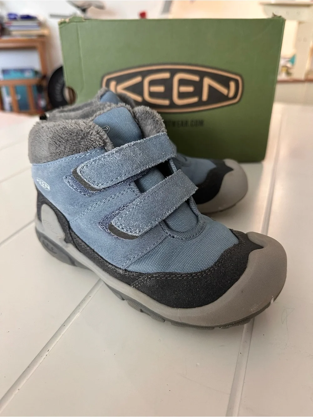 Keen Kids Blue and Gray Hook-and-Loop Trek Boots